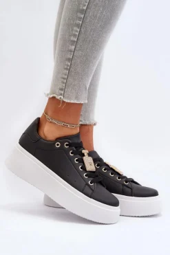 Outlet Sneakersy Damskie Z Ozdobą Czarne Celedria Damskie Buty Sportowe Na Platformie|Sneakersy Damskie