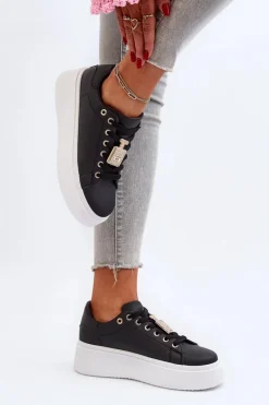 Outlet Sneakersy Damskie Z Ozdobą Czarne Celedria Damskie Buty Sportowe Na Platformie|Sneakersy Damskie