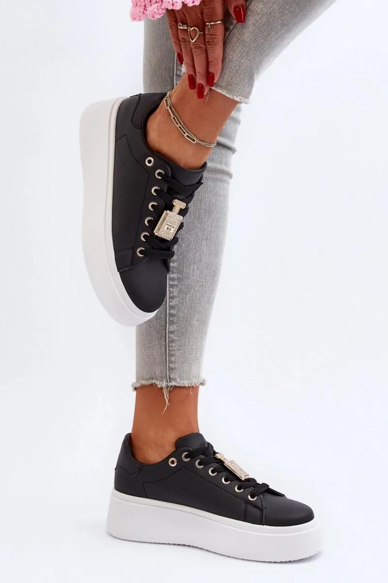 Outlet Sneakersy Damskie Z Ozdobą Czarne Celedria Damskie Buty Sportowe Na Platformie|Sneakersy Damskie