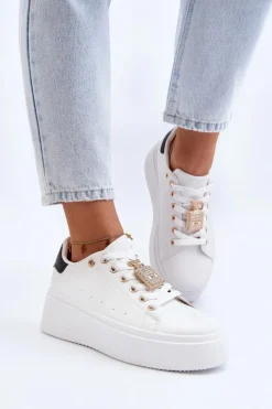 Online Boto Sneakersy Damskie Z Ozdobą Białe Celedria Biały