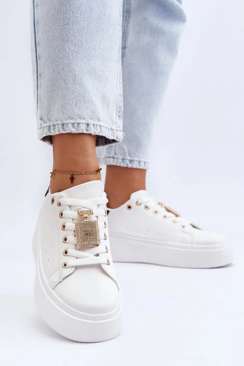 Online Boto Sneakersy Damskie Z Ozdobą Białe Celedria Biały