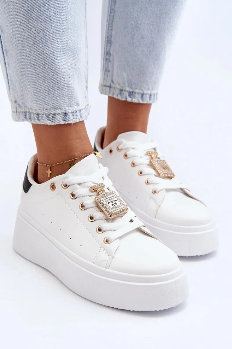 Online Boto Sneakersy Damskie Z Ozdobą Białe Celedria Biały