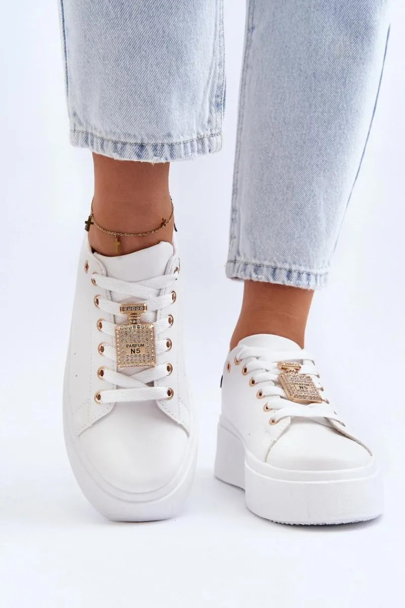 Online Boto Sneakersy Damskie Z Ozdobą Białe Celedria Biały