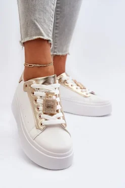 Best Boto Sneakersy Damskie Z Ozdobą Białe Celedria