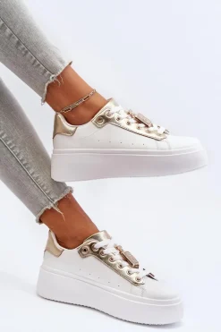 Best Boto Sneakersy Damskie Z Ozdobą Białe Celedria