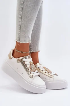 Best Boto Sneakersy Damskie Z Ozdobą Białe Celedria