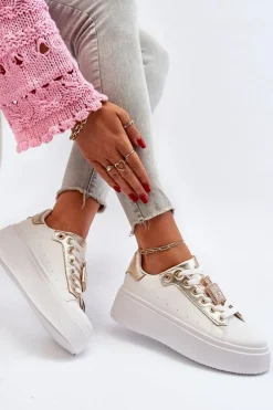 Best Boto Sneakersy Damskie Z Ozdobą Białe Celedria