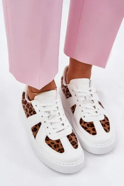 Sale Sneakersy Damskie Z Panterką Na Platformie Białe Nativira Damskie Buty Sportowe Na Platformie|Sneakersy Damskie