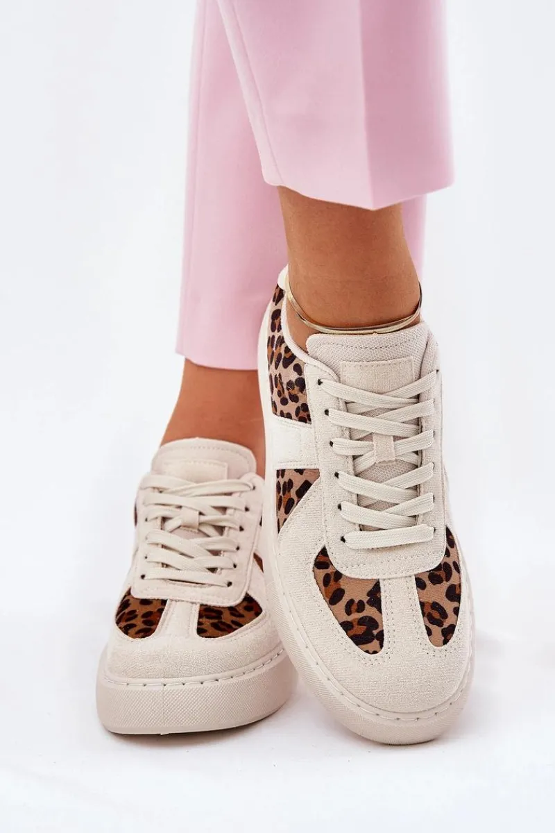 Buty Sportowe Na Platformie|Sneakersy Damskie>Boto Sneakersy Damskie Z Panterką Na Platformie Beżowe Nativira Beżowy