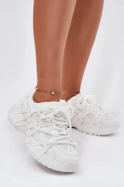 Sneakersy Damskie>Boto Sneakersy Damskie Z Podwójnym Sznurowaniem Białe Onivetta Biały