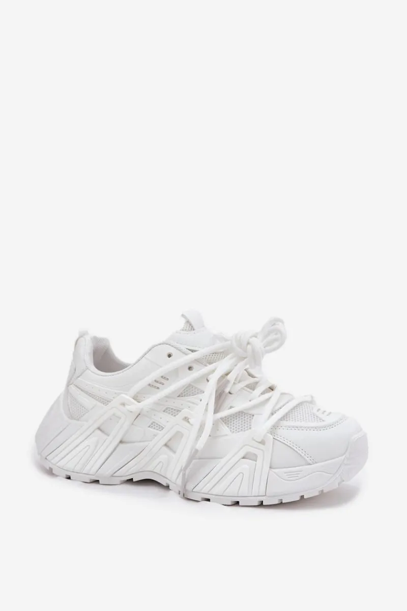 Sneakersy Damskie>Boto Sneakersy Damskie Z Podwójnym Sznurowaniem Białe Onivetta Biały