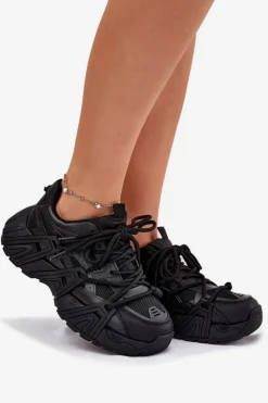 Discount Sneakersy Damskie Z Podwójnym Sznurowaniem Czarne Onivetta Damskie Sneakersy Damskie