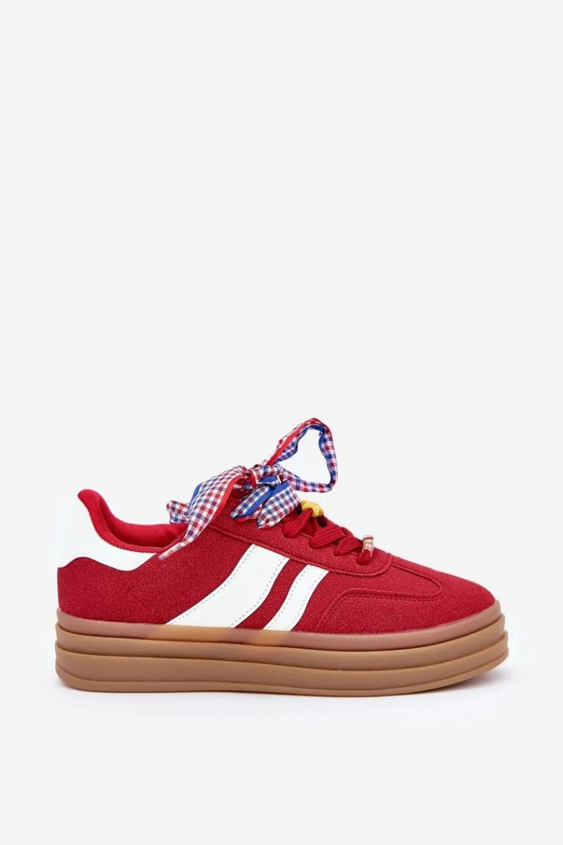 Discount Sneakersy Damskie Z Przypinkami Czerwone Jariana Damskie Buty Sportowe Na Platformie|Sneakersy Damskie