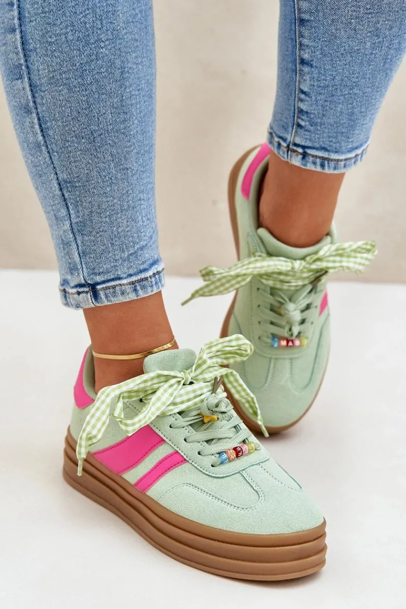 Buty Sportowe Na Platformie|Sneakersy Damskie>Boto Sneakersy Damskie Z Przypinkami Miętowe Jariana