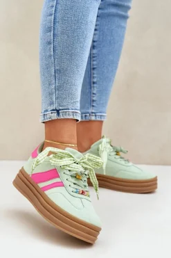 Buty Sportowe Na Platformie|Sneakersy Damskie>Boto Sneakersy Damskie Z Przypinkami Miętowe Jariana