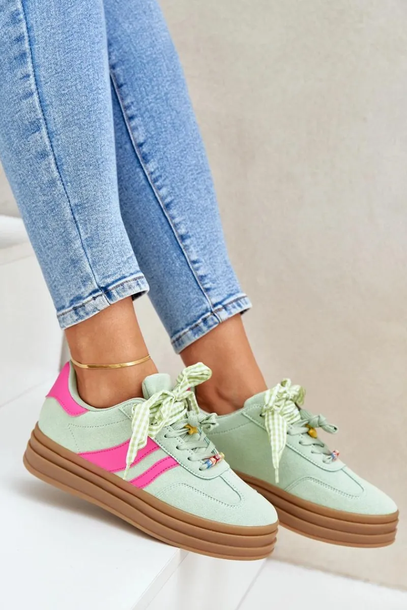 Buty Sportowe Na Platformie|Sneakersy Damskie>Boto Sneakersy Damskie Z Przypinkami Miętowe Jariana