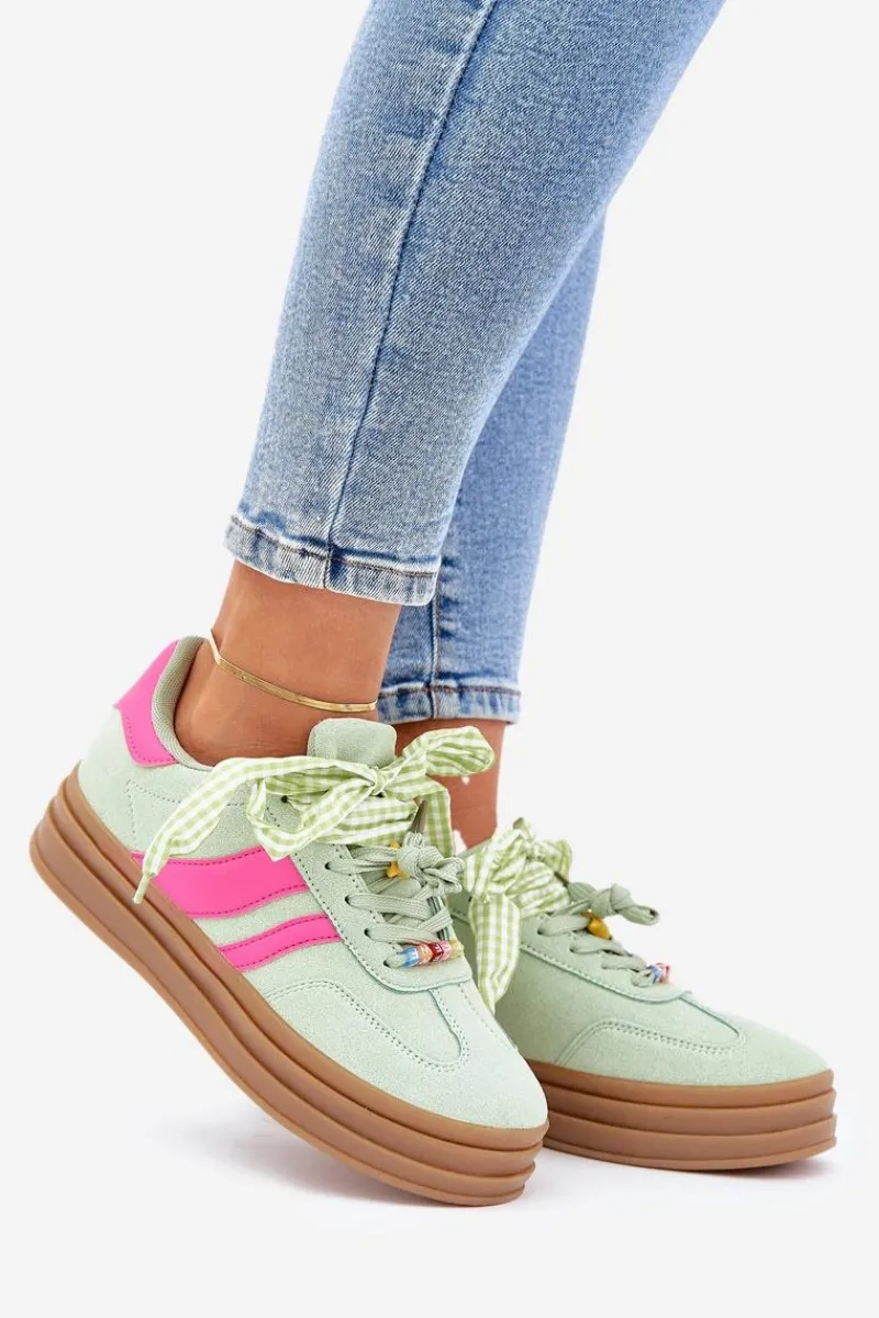Buty Sportowe Na Platformie|Sneakersy Damskie>Boto Sneakersy Damskie Z Przypinkami Miętowe Jariana