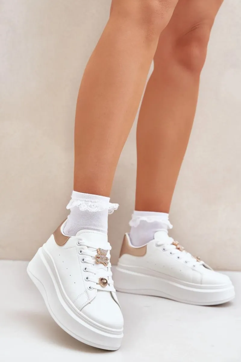 Clearance Boto Sneakersy Damskie Z Przypinkami Białe Bralinea