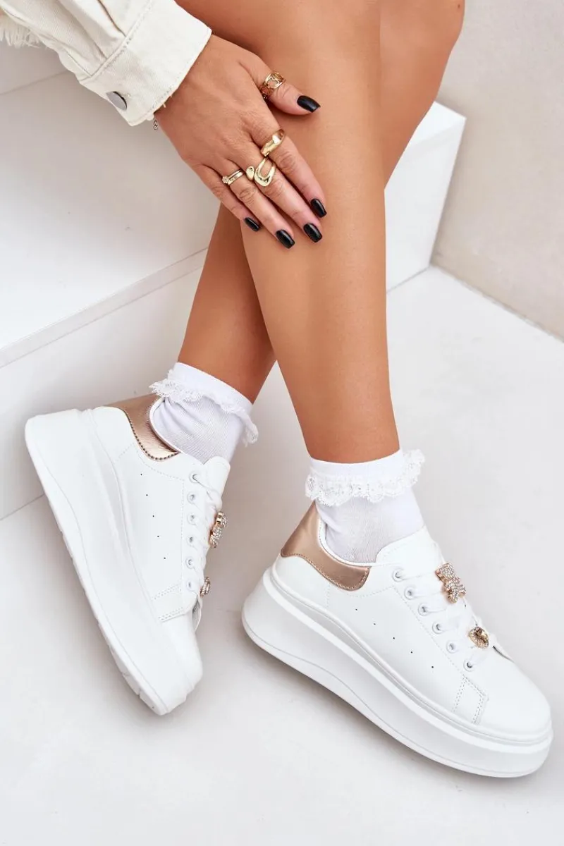 Clearance Boto Sneakersy Damskie Z Przypinkami Białe Bralinea