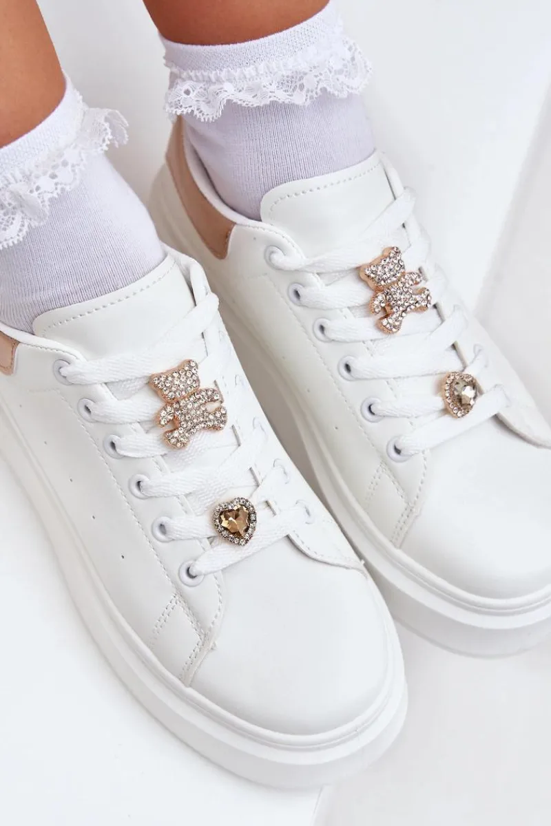 Clearance Boto Sneakersy Damskie Z Przypinkami Białe Bralinea
