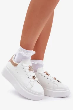 Clearance Boto Sneakersy Damskie Z Przypinkami Białe Bralinea