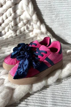 Clearance Sneakersy Damskie Z Welurową Kokardą Fuksja Ashlyn Damskie Buty Sportowe Na Platformie|Sneakersy Damskie