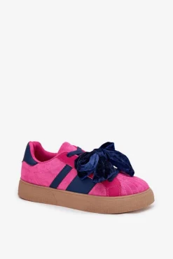 Clearance Sneakersy Damskie Z Welurową Kokardą Fuksja Ashlyn Damskie Buty Sportowe Na Platformie|Sneakersy Damskie