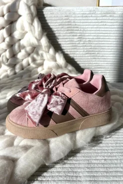 Clearance Boto Sneakersy Damskie Z Welurową Kokardą Różowe Ashlyn Różowy