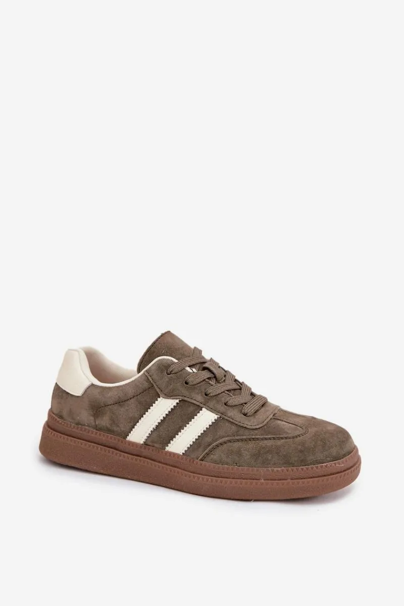 Sneakersy Damskie>Evento Sneakersy Damskie Zamszowe Na Platformie Ciemnozielone Sylviona Zielony