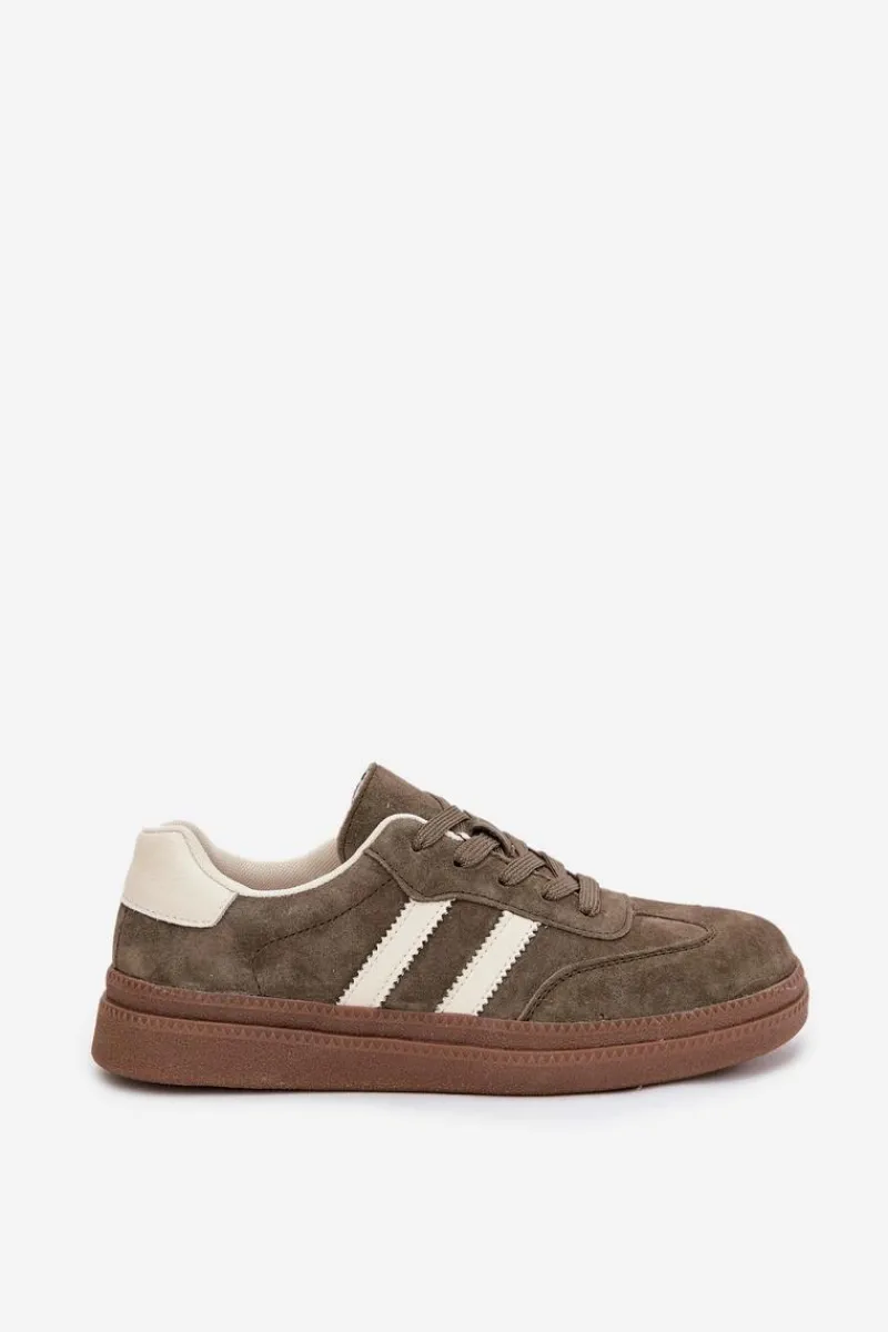 Sneakersy Damskie>Evento Sneakersy Damskie Zamszowe Na Platformie Ciemnozielone Sylviona Zielony