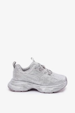 Discount Boto Sneakersy Damskie Zdobione Cyrkoniami Srebrne Porrot