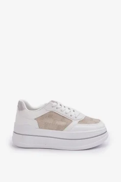 Clearance Boto Sneakersy Damskie Ze Wzorem Białe Fenarra Biały