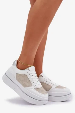 Clearance Boto Sneakersy Damskie Ze Wzorem Białe Fenarra Biały