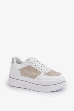 Clearance Boto Sneakersy Damskie Ze Wzorem Białe Fenarra Biały