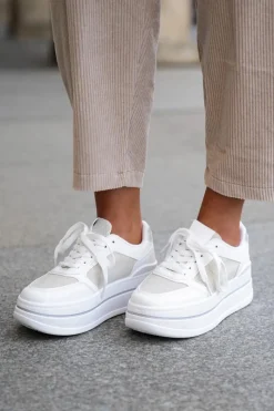 Clearance Boto Sneakersy Damskie Ze Wzorem Białe Fenarra Biały