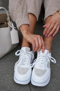 Clearance Boto Sneakersy Damskie Ze Wzorem Białe Fenarra Biały