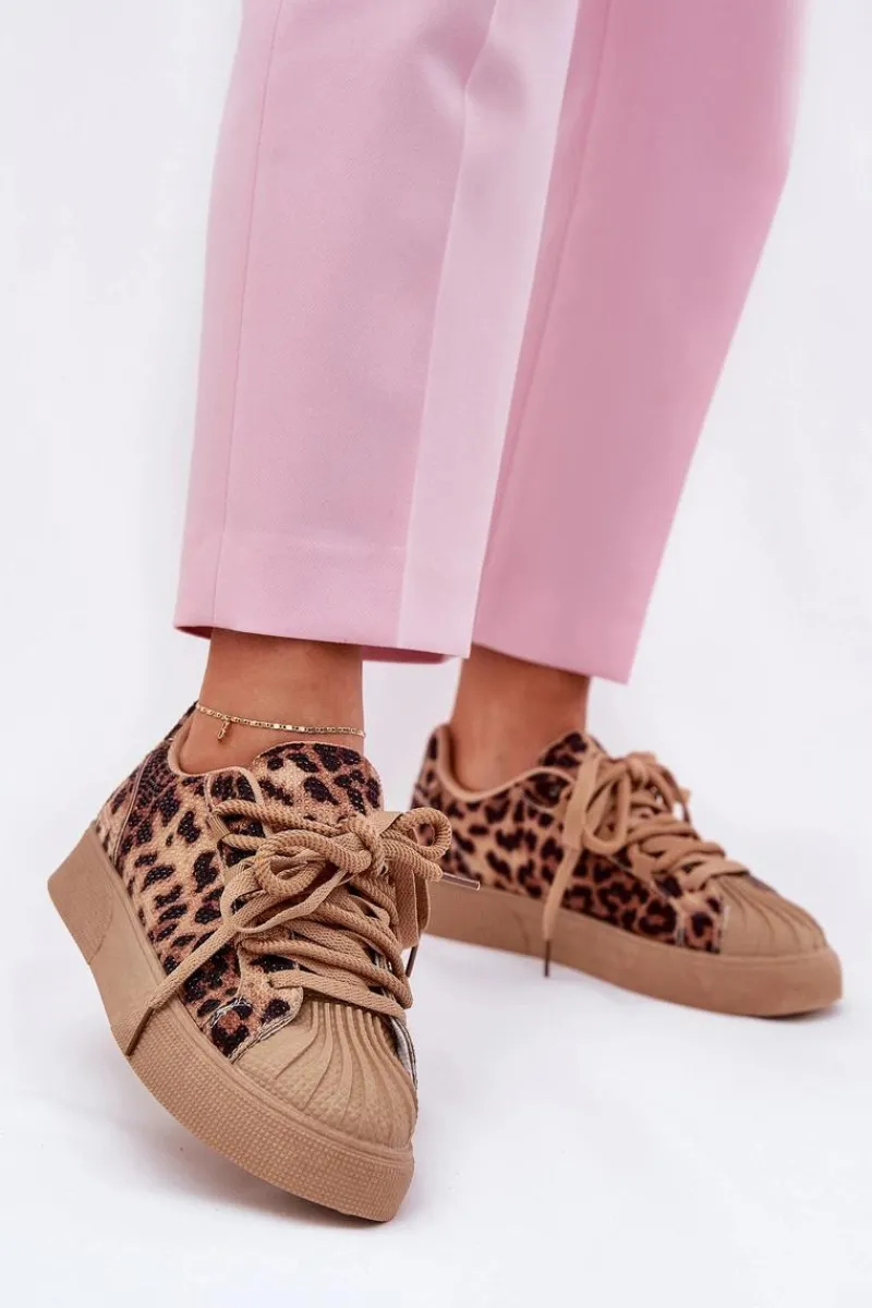 Online Boto Sneakersy Damskie Ze Zdobieniem Na Platformie Panterka Brązowe Eanneth
