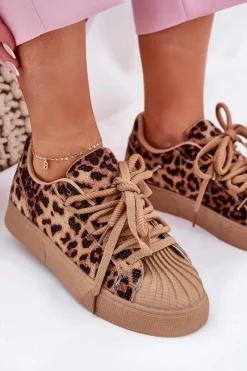 Online Boto Sneakersy Damskie Ze Zdobieniem Na Platformie Panterka Brązowe Eanneth
