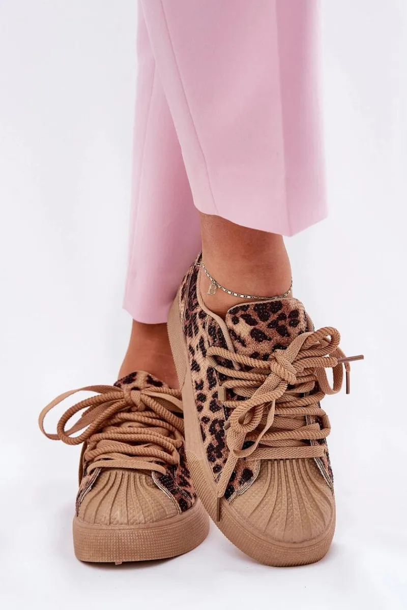 Online Boto Sneakersy Damskie Ze Zdobieniem Na Platformie Panterka Brązowe Eanneth