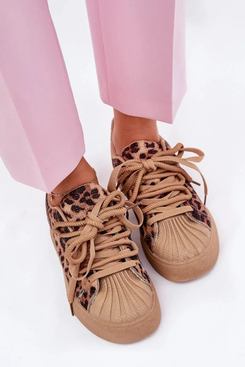 Online Boto Sneakersy Damskie Ze Zdobieniem Na Platformie Panterka Brązowe Eanneth