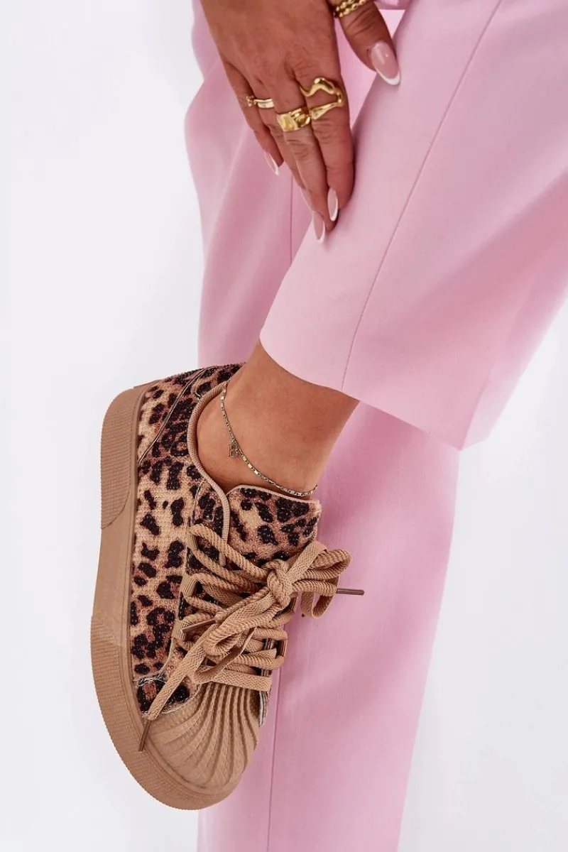 Online Boto Sneakersy Damskie Ze Zdobieniem Na Platformie Panterka Brązowe Eanneth