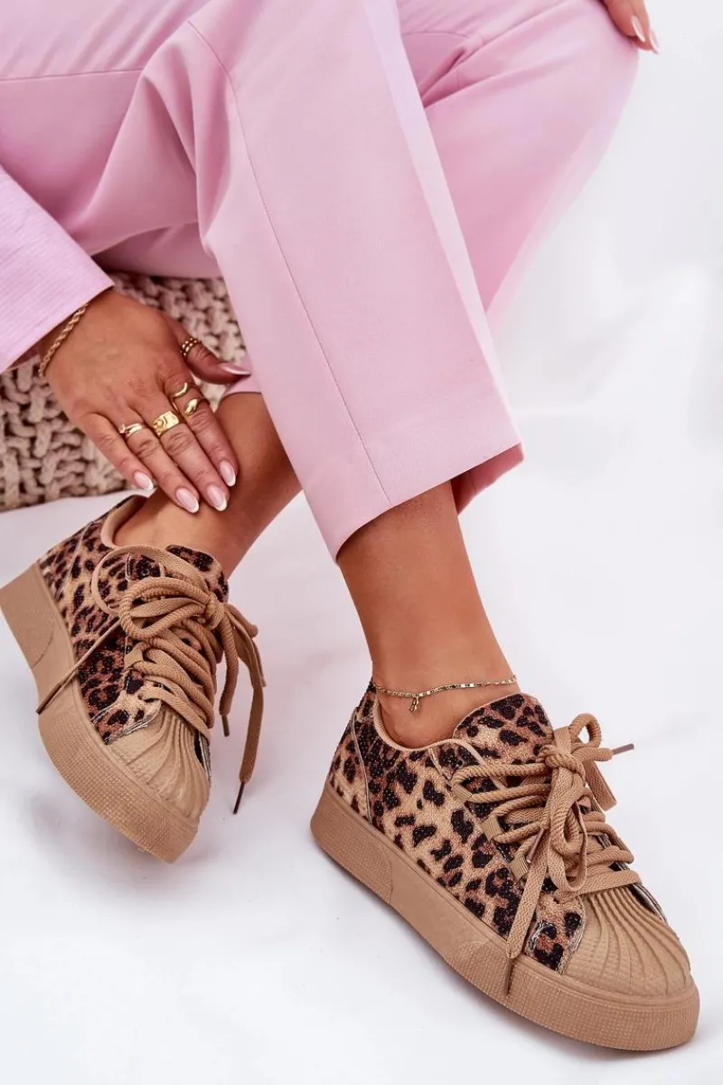 Online Boto Sneakersy Damskie Ze Zdobieniem Na Platformie Panterka Brązowe Eanneth