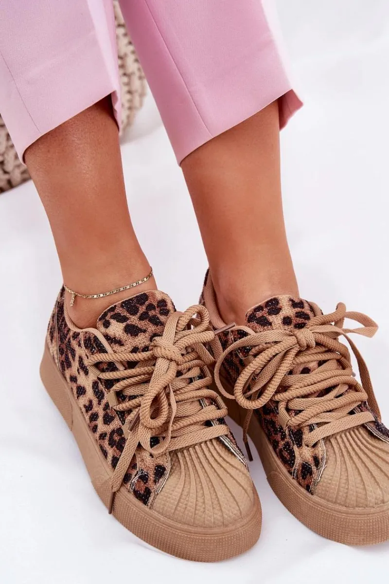 Online Boto Sneakersy Damskie Ze Zdobieniem Na Platformie Panterka Brązowe Eanneth