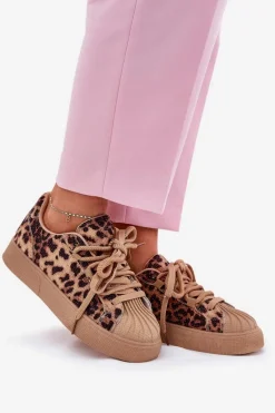 Online Boto Sneakersy Damskie Ze Zdobieniem Na Platformie Panterka Brązowe Eanneth