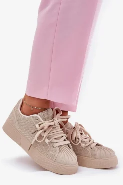 Best Boto Sneakersy Damskie Ze Zdobieniem Na Platformie Beżowe Eanneth Beżowy