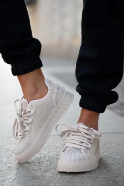 Best Boto Sneakersy Damskie Ze Zdobieniem Na Platformie Beżowe Eanneth Beżowy