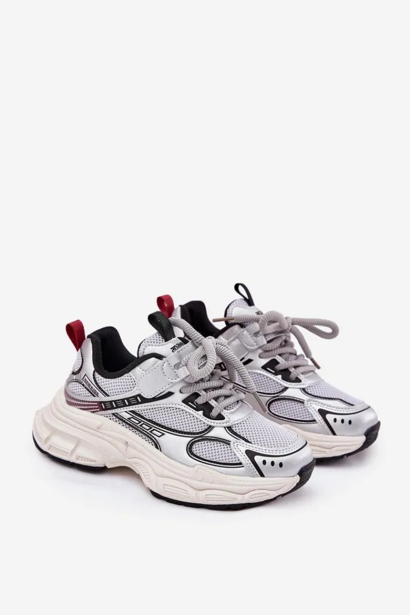 Online Boto Sneakersy Dziecięce Na Grubej Podeszwie Srebrne Xairana Srebrny