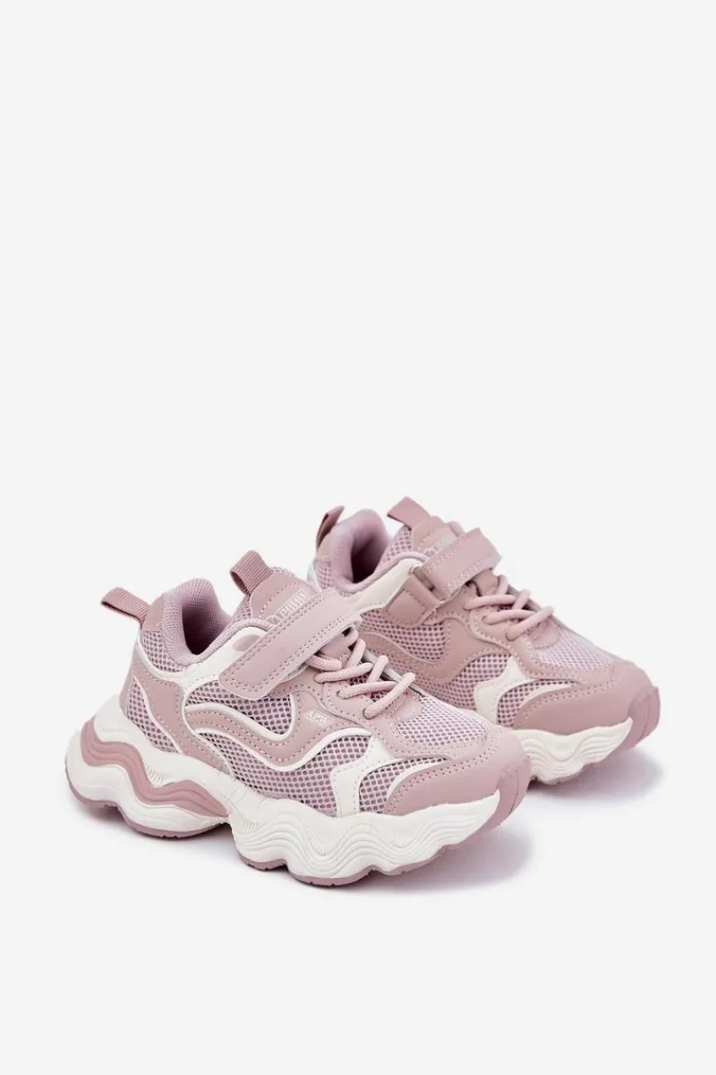 Hot Boto Sneakersy Dziecięce Na Grubej Podeszwie Różowe Lianees Różowy