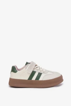 Sneakersy Dziecięce Na Platformie Beżowo-Zielone Sopiaella Dzieci Chłopięce|Dziewczęce