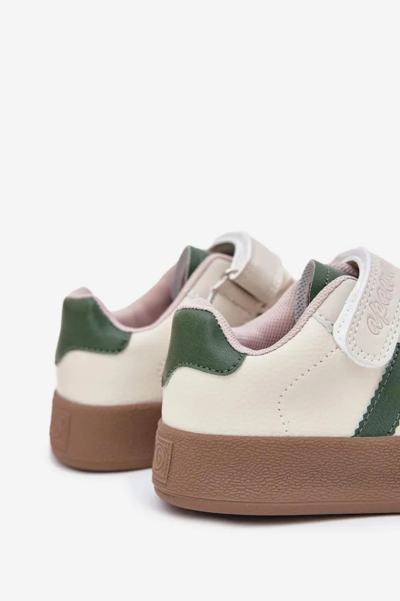 Sneakersy Dziecięce Na Platformie Beżowo-Zielone Sopiaella Dzieci Chłopięce|Dziewczęce